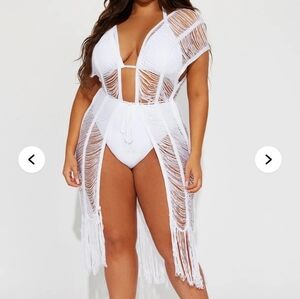 Fashion Nova Elegant Off White Fringe Coverup